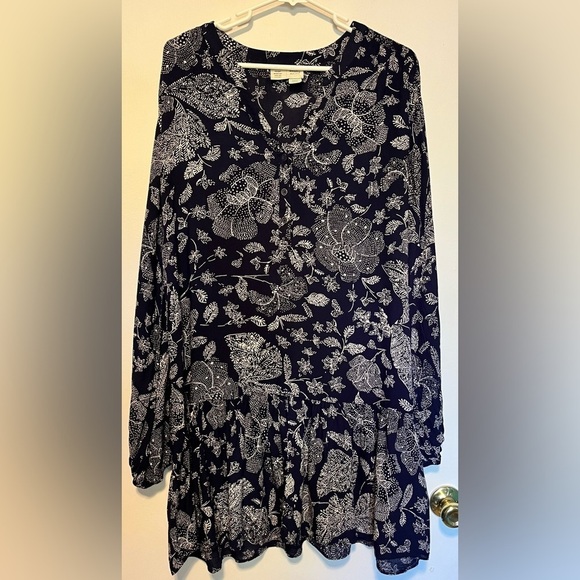 Anthropologie Saturday Sunday Navy and White Print Elyn Tunic Dress Size L - Picture 5 of 9